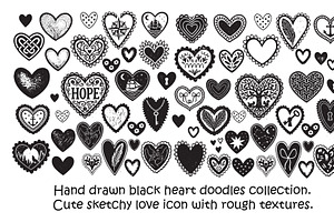 Hand drawn svg heart doodles