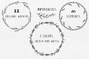 Black & White Wreaths - Hand Drawn, a Decorative Illustration by MaraquelaStudio (Thumbnail 2 of 7)