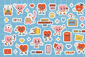 Retro Groovy Valentines Day Set