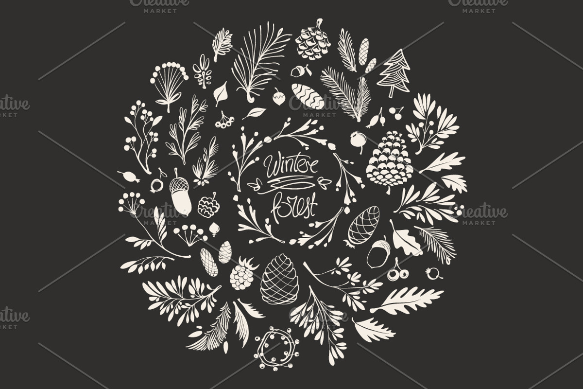 Christmas Hand-drawn Floral Decor, a Decorative Illustration by Adiemus (Photo 2 of 8)