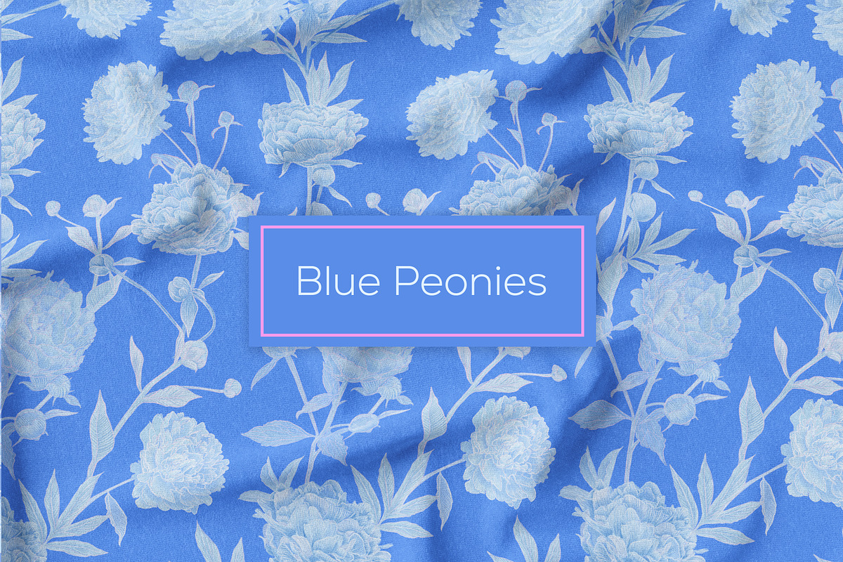 Blue Peonies seamless patterns, a Pattern Graphic by ANAKOTO (Photo 15 of 16)