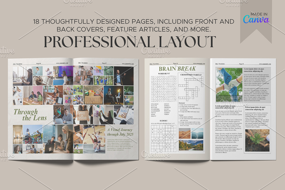 Canva Newsletter Template, a Magazine Template by Oshin Design (Photo 2 of 7)
