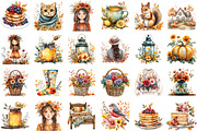 Watercolor Floral Autumn Clipart, an Illustration by designcity5 (Thumbnail 2 of 5)