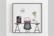 Home Office Clipart set, a Work Illustration by Estudio 812 (Thumbnail 4 of 7)