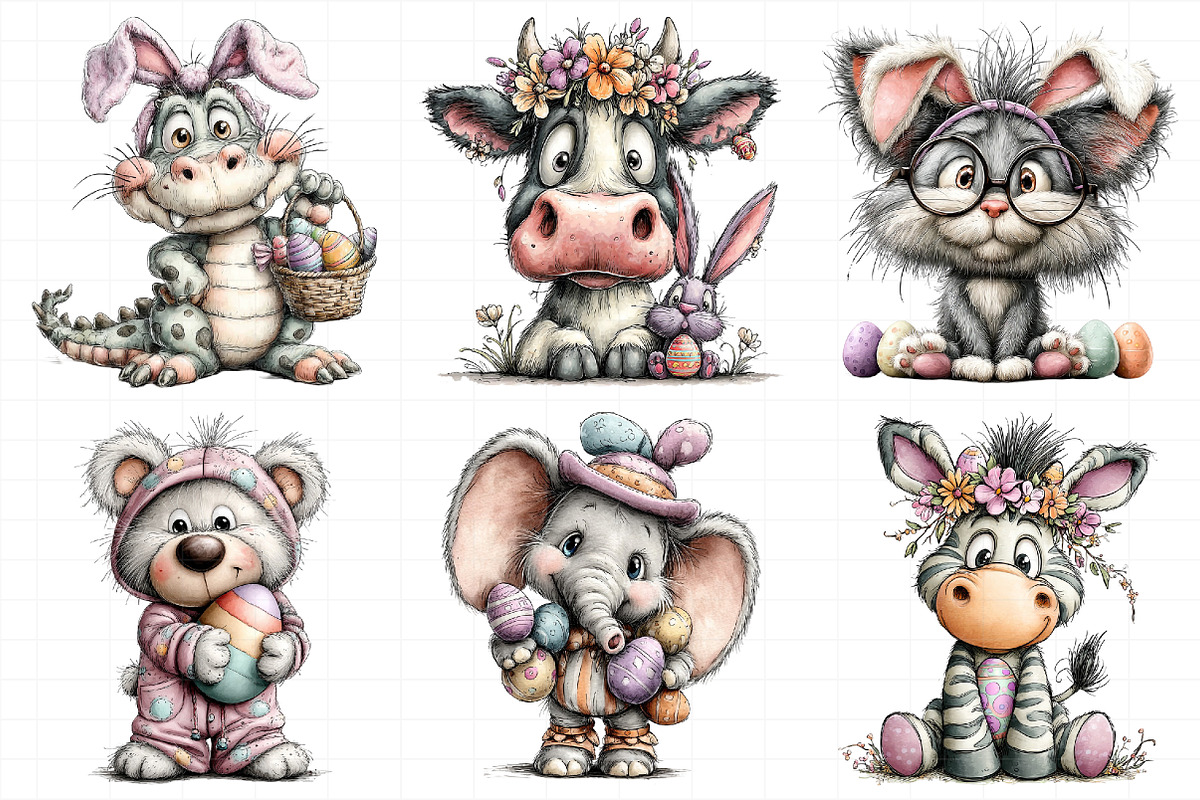 Quirky Easter Animals Clipart, an Illustration by Daily.Designs (Photo 3 of 7)