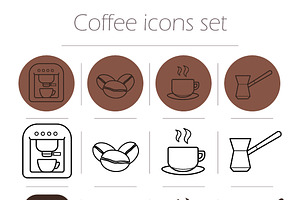 Coffee Icons Set. Vector