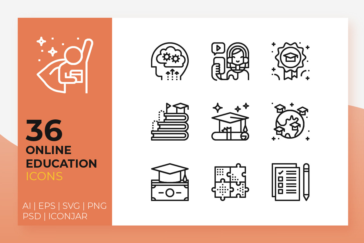 Online Education Icons, an Outline Icon by Becris (Photo 1 of 3)