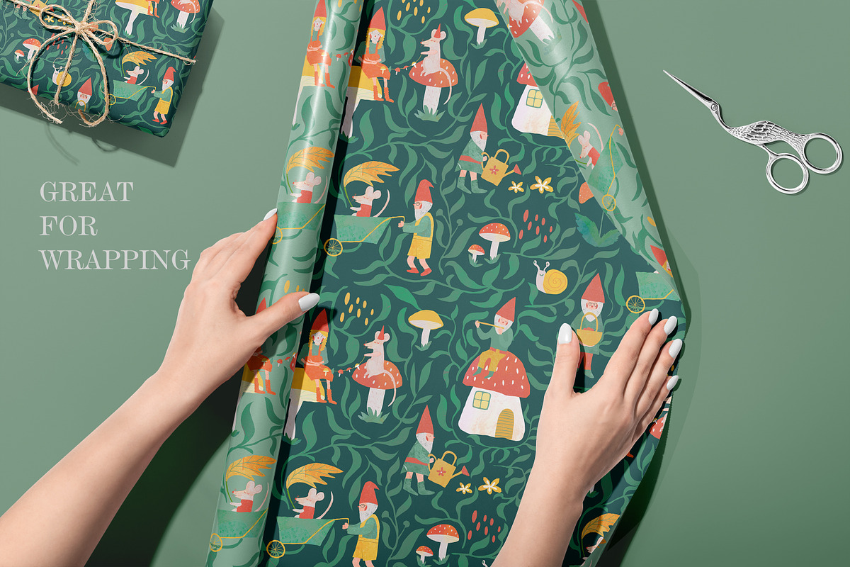 Forest cute gnomes patterns, a Pattern Graphic by watercolor kamill (Photo 5 of 10)