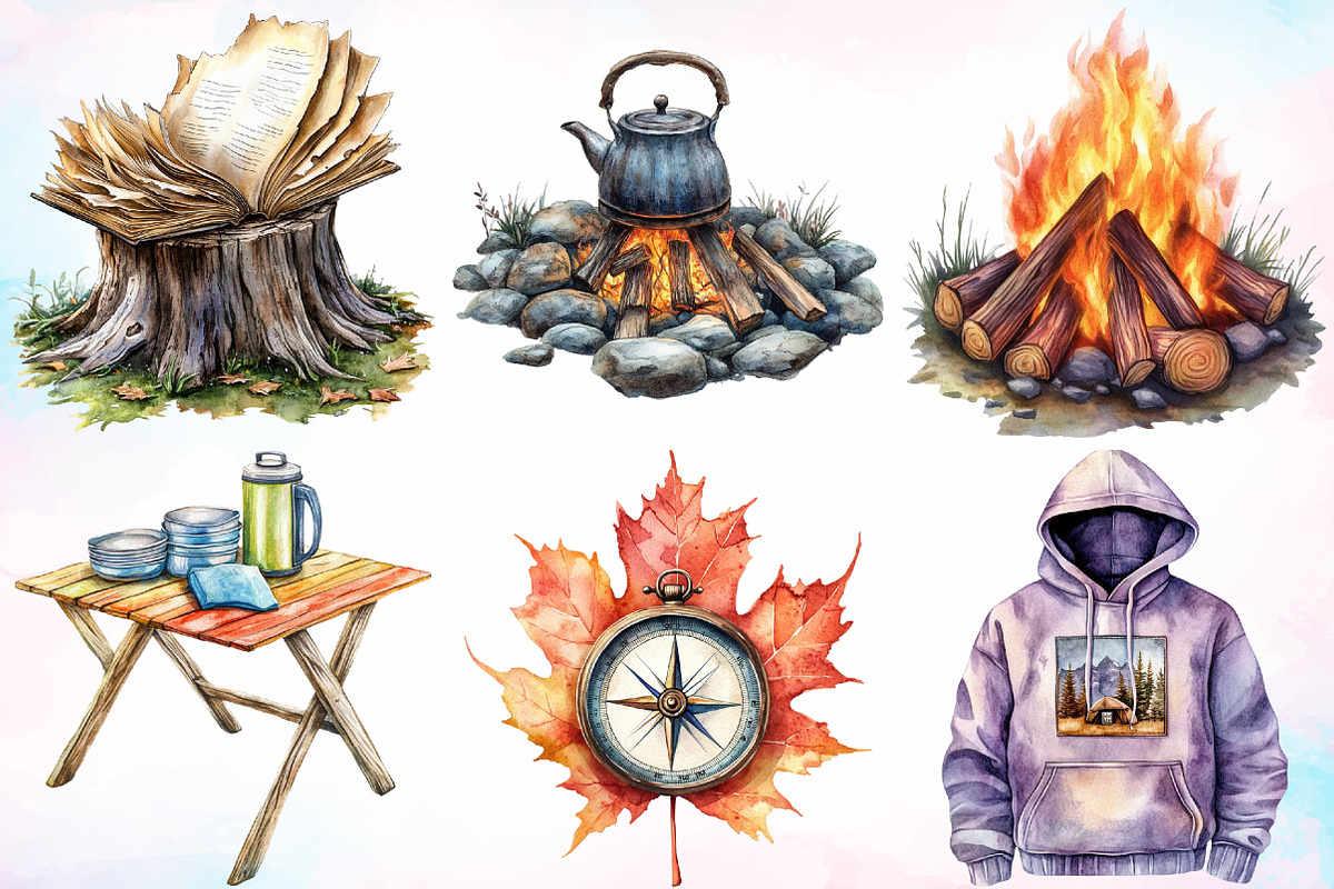 Watercolor Autumn Camping Trip PNG, a Seasonal Illustration by Canvas Craft (Photo 3 of 3)