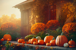 Autumn pumpkins decor thanksgiving, a Holiday Photo by hitdelight