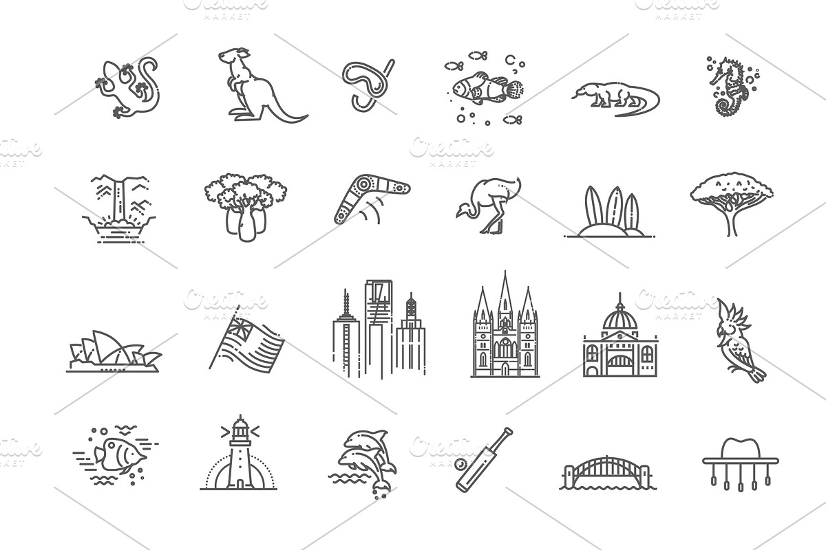 Australia. Vector icons set, an Animal Illustration by Tettygreen (Photo 2 of 3)