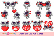 Cute Astronaut couple Valentine day, a Seasonal Illustration by Noey smiley (Thumbnail 2 of 9)