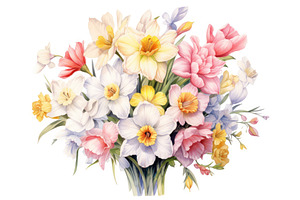 Spring Bouquet Watercolor Painting.