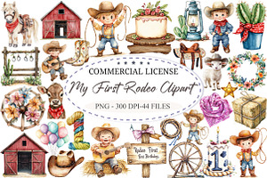 Watercolor My First Rodeo Clipart, a Seasonal Illustration by designcity5