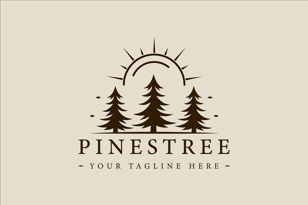 pines tree logo vintage vector, a Branding & Logo Template by zyxroun shop