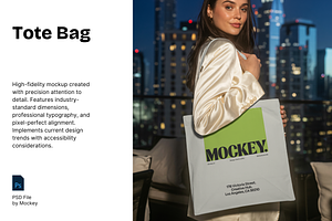 Luxury Night Rooftop Tote Bag Mockup
