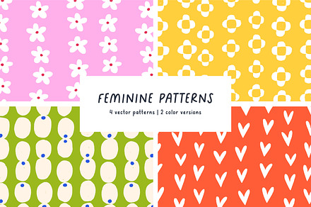 Feminine, abstract seamless patterns, a Pattern Graphic by Good Studio