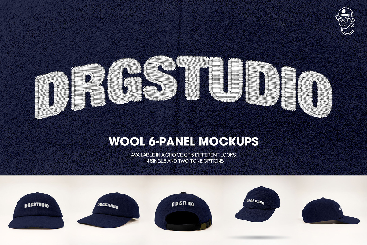 Wool 6-Panel Hat Cap Mockup, a Hat Mockup by DRGSTUDIO (Photo 1 of 8)