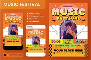 Music Fest Flyer Set, a Flyer Template by Annora Studio