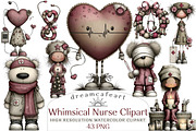 Whimsical Nurse Christmas Clipart, an Illustration by DreamCafeArt (Thumbnail 1 of 8)