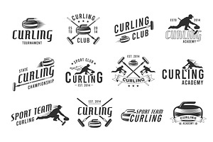 Curling game labels. Ice sport, an Object Illustration by YummyBuum