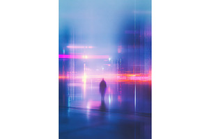Futuristic cityscape with silhouette, an Illustration by Lermont51
