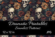 Gothic Skull Floral Patterns Digital, a Pattern Graphic by Gingerly Brazen Designs (Thumbnail 2 of 2)