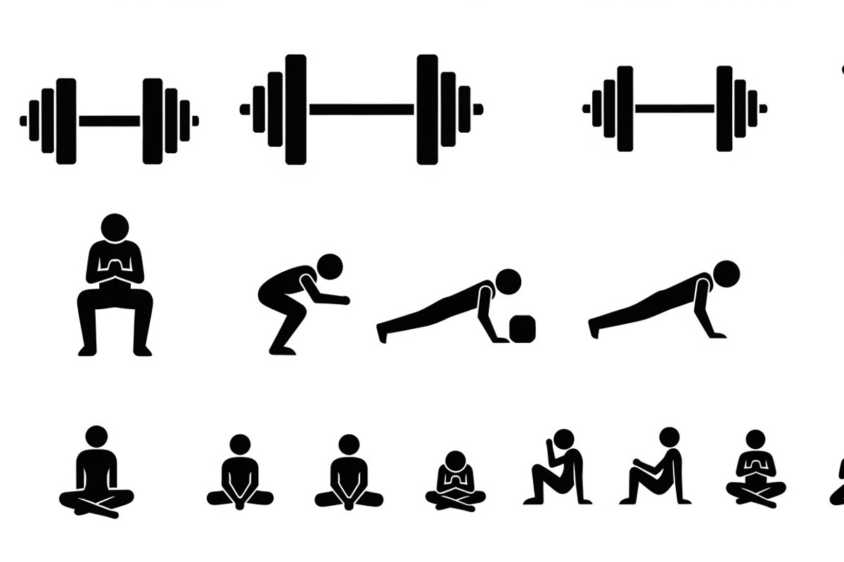 Fitness Workout Silhouette Icon Set, an Illustration by musafir_fashion (Photo 2 of 51)