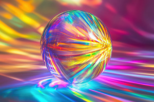A crystal ball reflecting vibrant colors and patterns on a surface, creating a, an Arts & Entertainment Photo by Textures & Backgrounds