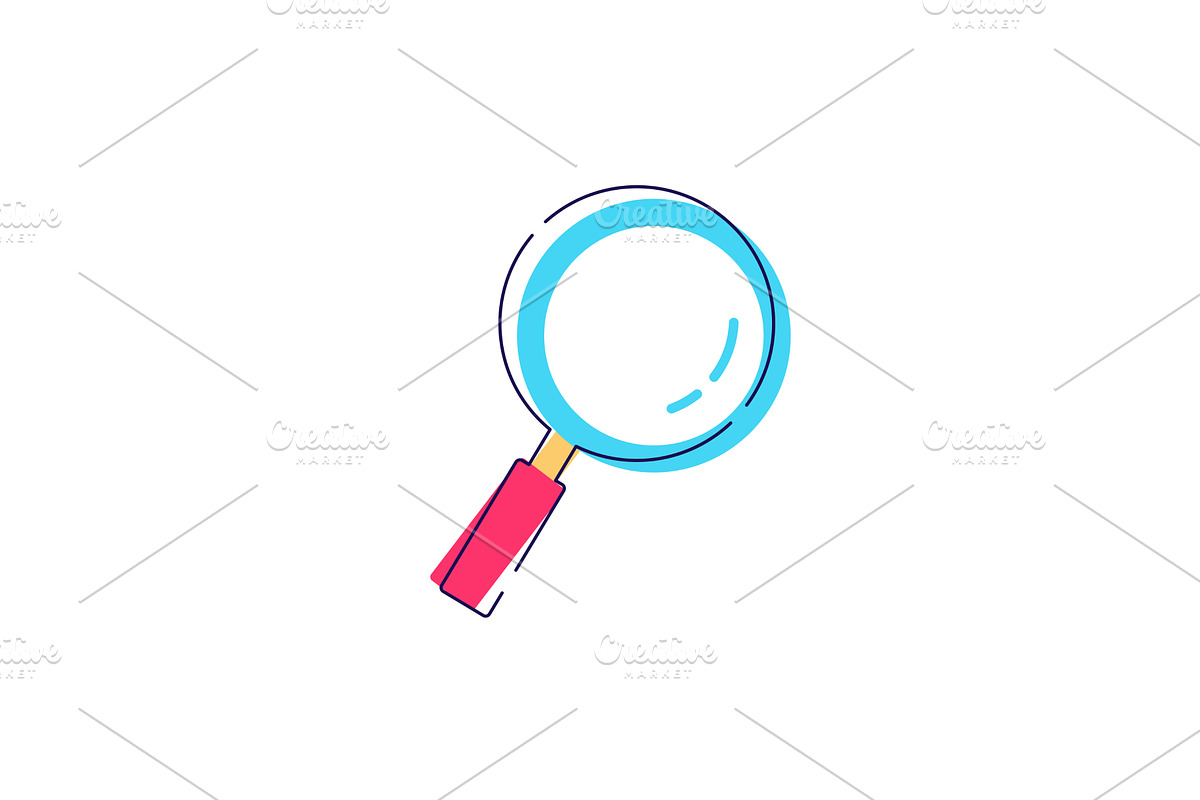 Magnifying glass icon cartoon flat, an Object Illustration by marcovector