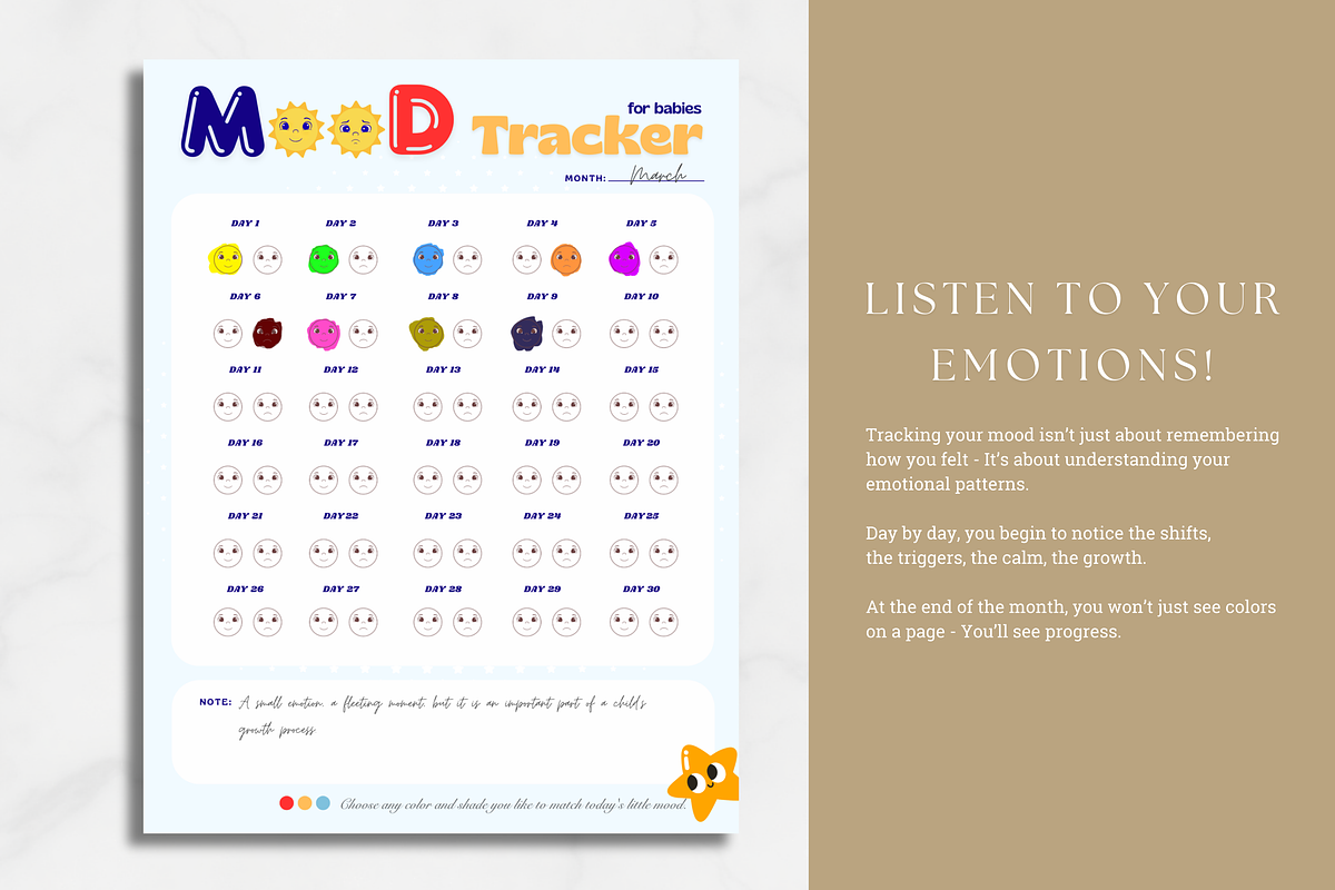Baby Mood Tracking Chart (printable), a Stationery Template by AntDesignStudio (Photo 2 of 5)
