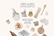 ZERO WASTE watercolor set, an Object Illustration by Yuliia Lashevska (Thumbnail 8 of 14)