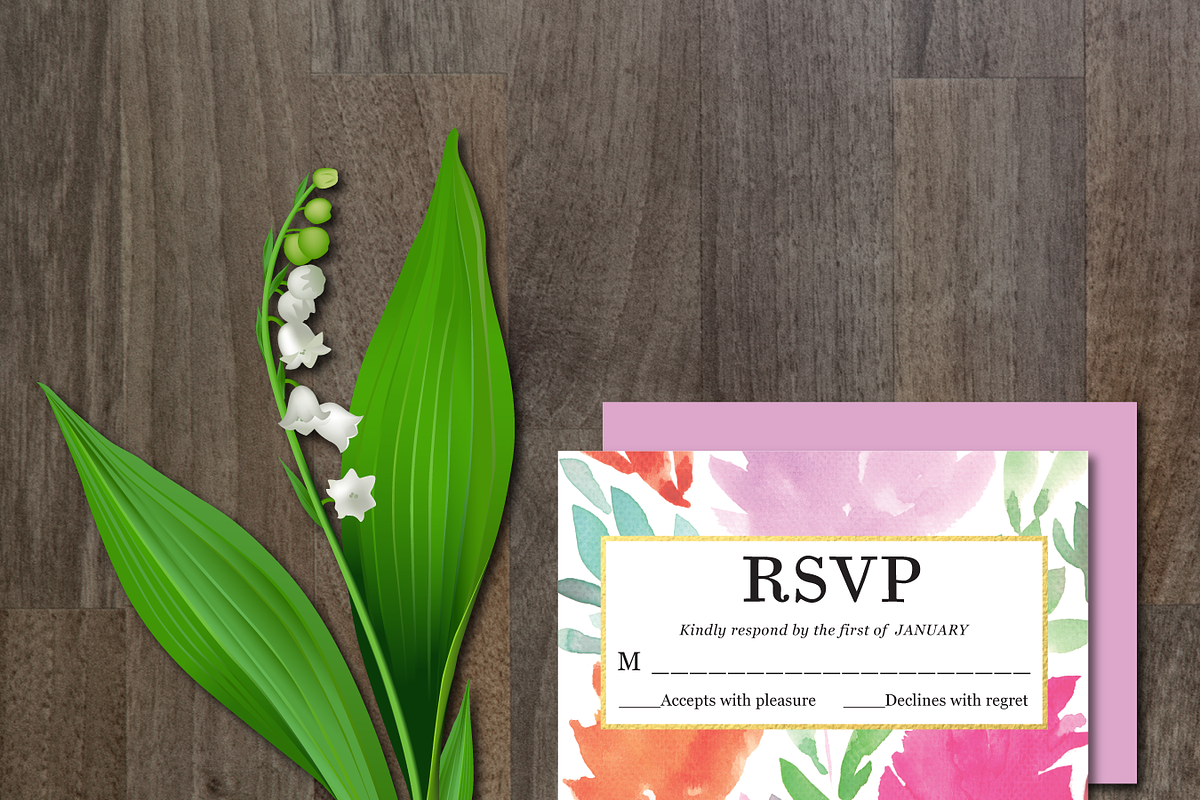 Watercolor Flower Wedding Suite, an Invitation Template by aticnomar (Photo 4 of 5)
