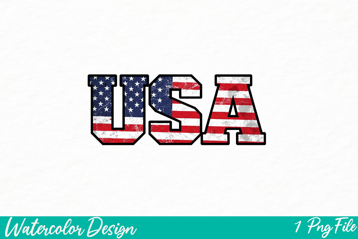 Distressed USA Png, an Illustration by Watercolor design (Photo 2 of 3)
