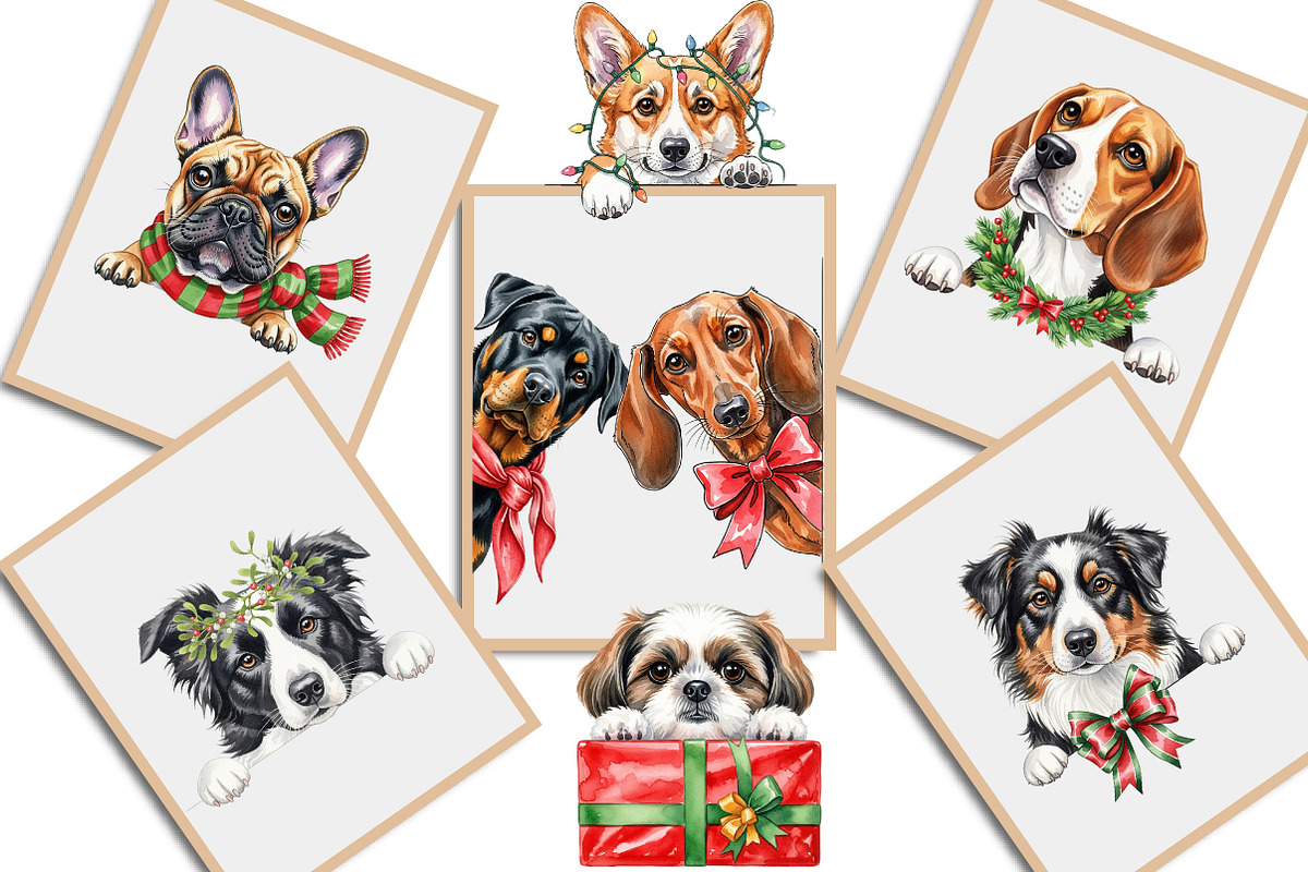 Christmas Peeking Dogs Clipart Png, an Illustration by Creative Art (Photo 4 of 9)