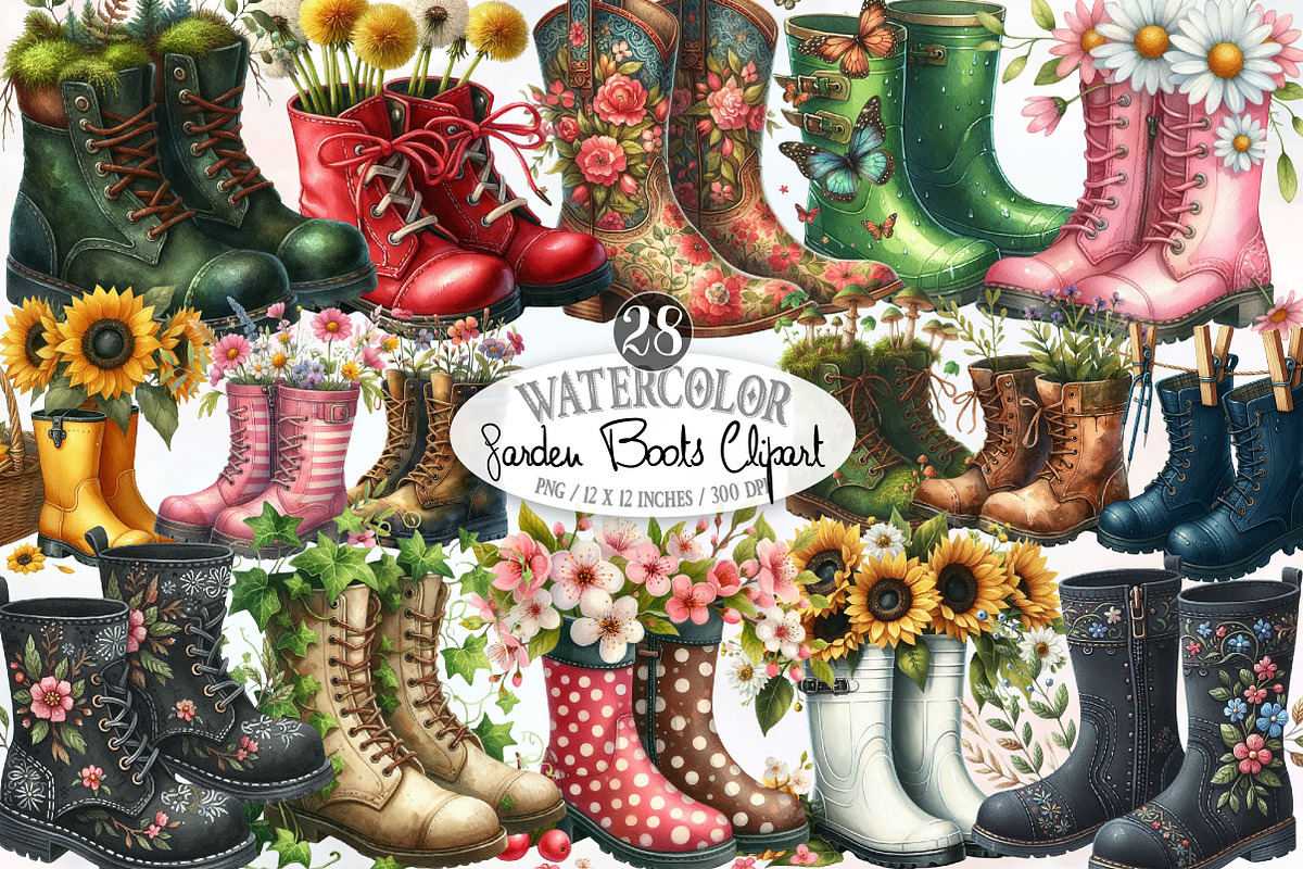 Garden Boots Sublimation Clipart, an Illustration by Designking (Photo 1 of 4)
