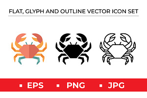 Crab Icon Set Vector, an Outline Icon by Artonix