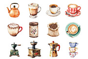 Watercolor Coffee Clipart, a Seasonal Illustration by Design Market (Thumbnail 4 of 5)