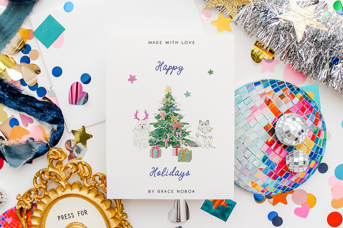 Watercolor christmas quirky holiday, an Object Graphic by Grace Noboa Illustrations (Photo 6 of 20)