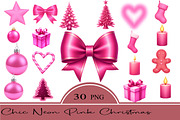 Chic Neon Pink Christmas Clipart, an Illustration by CrexoraLab (Thumbnail 1 of 5)