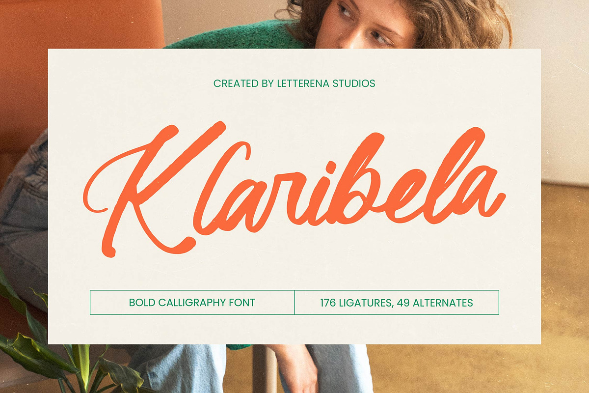 Klaribela - Bold Calligraphy Font, a Script Font by Letterena Studios Script (Photo 1 of 10)