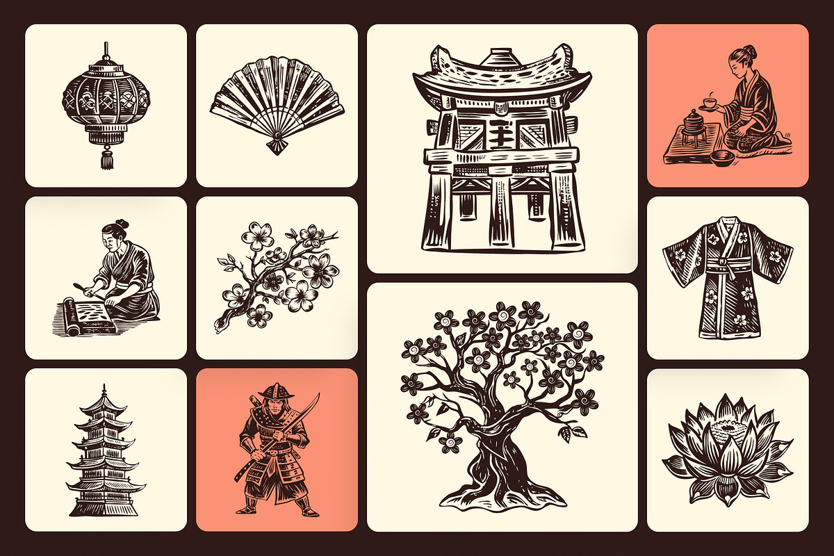 Vintage Japan Art Illustration, a Decorative Illustration by Creative Stall (Photo 6 of 10)