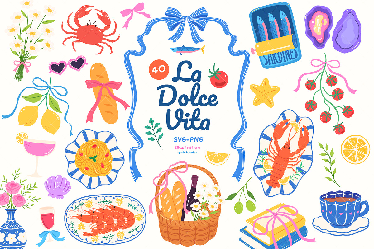 La Dolce Vita Italian Clipart, a Food Illustration by Victoruler (Photo 1 of 5)