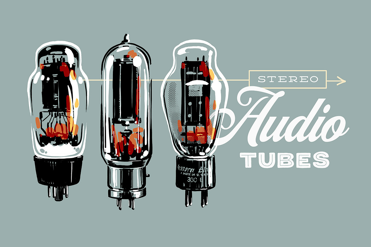 Vintage audio vacuum tubes, a Technology Illustration by Serifs & Whiskey (Photo 1 of 2)
