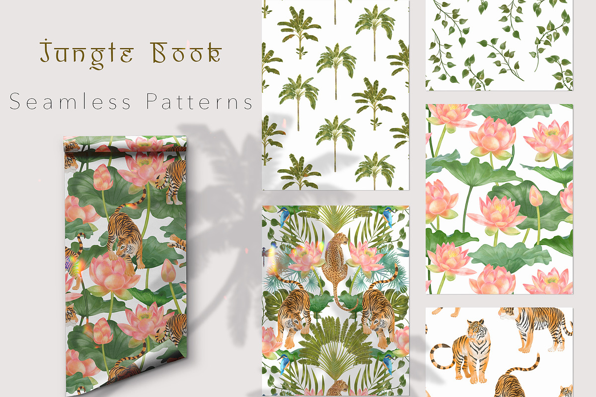 Jungle Book Seamless Patterns, a Pattern Graphic by mila_leev (Photo 1 of 9)