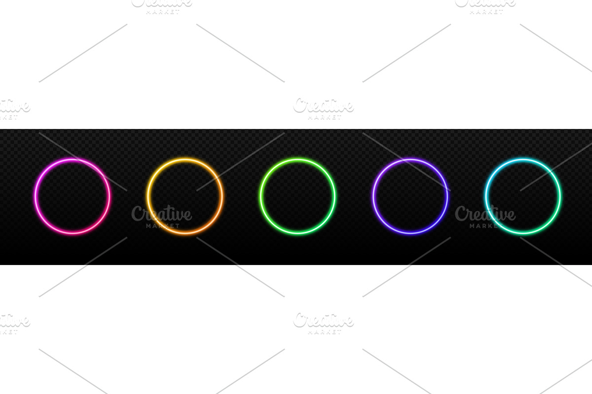 Neon glowing multicolored circles, an Illustration by skripnikbb