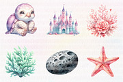 Cute mermaid watercolor clipart, an Illustration by CreationArt (Thumbnail 4 of 7)