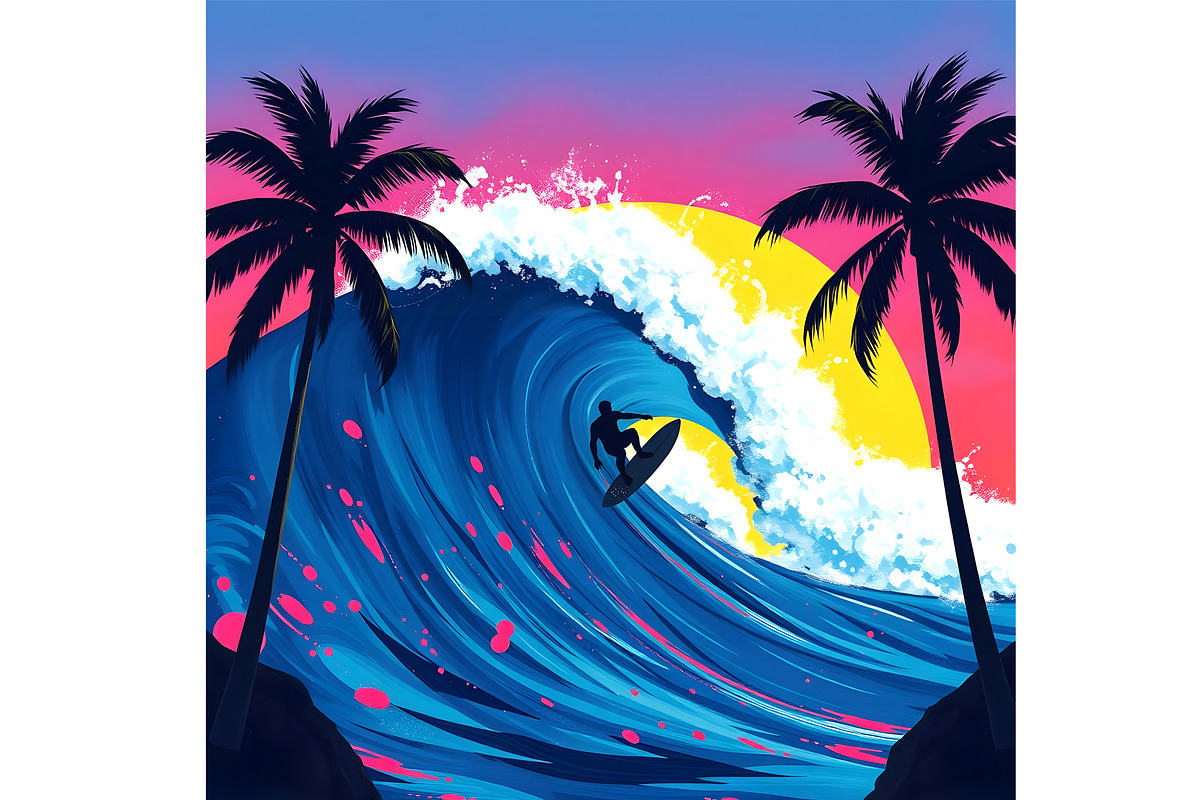 Big Wave Surfer, a Sport Illustration by Sharon Schwalbe (Photo 2 of 2)