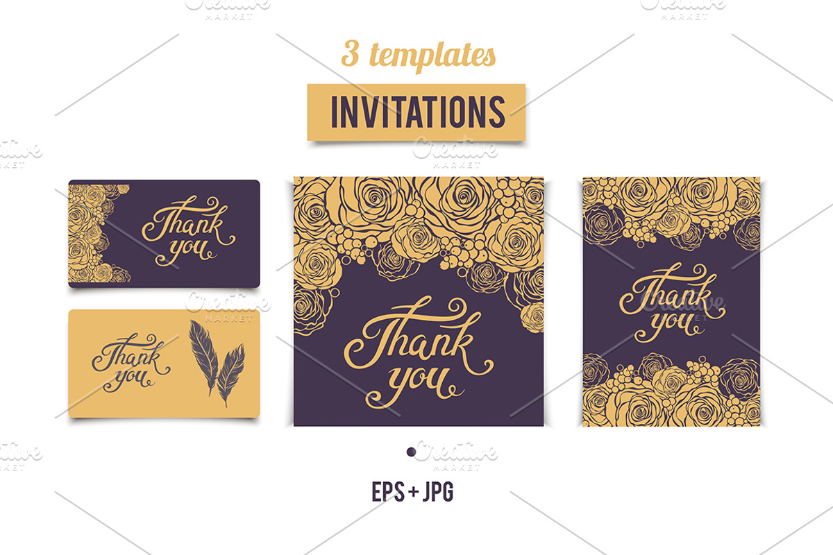 Thank You card with lettering, a Card Template by LoveDesignShop