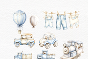 Watercolor baby boy toy blue clipart, a Decorative Illustration by Invite to Clipart (Thumbnail 4 of 7)